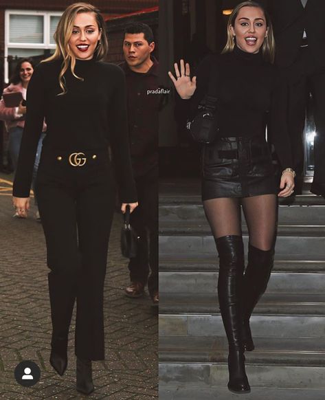 Miley Cyrus All Black Outfit, Miley Cyrus Inspired Outfits, Miley Cyrus Black Outfit, Miley Cyrus Outfit Inspiration, Miley Cyrus Iconic Outfits, Billie Outfits, Miley Cyrus Street Style, Famous Aesthetic, Outfit Basics