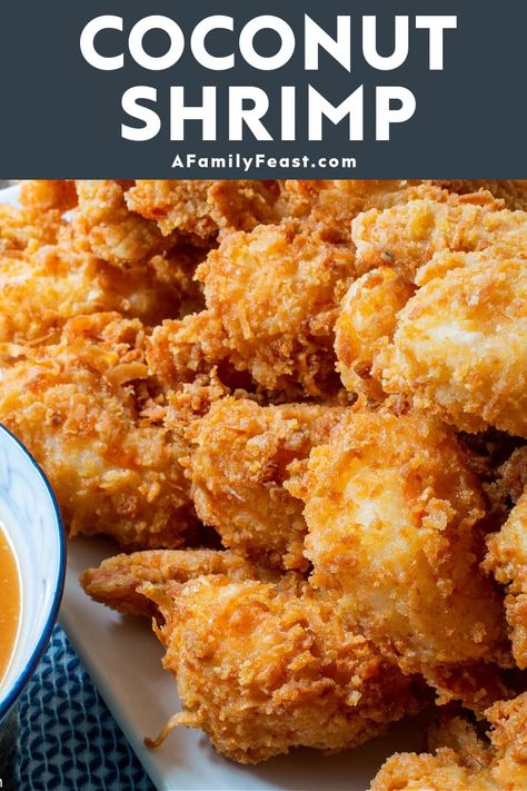 Coconut Shrimp - A Family Feast Crab And Shrimp Recipe, Dorm Recipes, Baked Coconut Shrimp, Asian Seafood, Coconut Shrimp Recipes, Salmon Marinade, Tropical Theme Party, Prawn Recipes, Orange Sauce