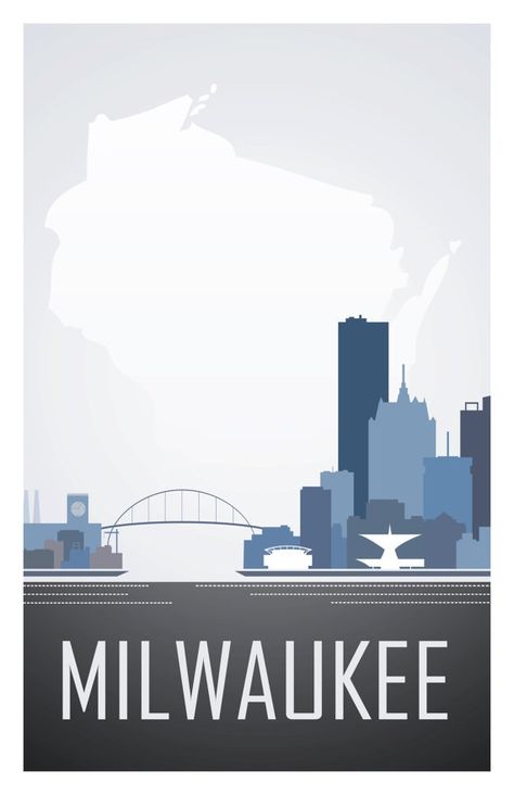 stellar milwaukee skyline print. | beautiful things in life ... Milwaukee Poster, Milwaukee Downtown, Milwaukee Skyline, Wisconsin Pride, Good Morning Dear, Milwaukee City, Usa City, State Posters, Usa Cities