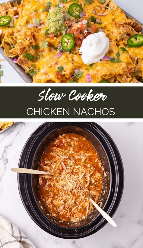 Crockpot Recipes Nachos, Crock Pot Chicken Nachos Recipe, Nacho Meat Crockpot, Chicken Nachos Recipe Crock Pot, Shredded Chicken Nachos Crockpot, Crockpot Chicken Nacho Dip, Crock Pot Chicken For Nachos, Nacho Chicken Recipe, Slow Cooker Chicken Nachos