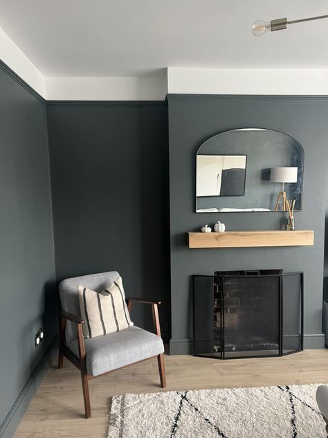 Downpipe Living Room, Sitting Room Decor, Cosy Lounge, Brick Fireplace Makeover, Room Green, Grey Brick, Farrow And Ball, Front Rooms, Home Fix