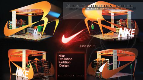 Nike Exhibition booth on Behance Nike Booth Design, Nike Exhibition Design, Nike Exhibition, Tv Studio, Exhibit Design, Exhibition Stands, Exhibition Booth Design, Exhibition Display, Partition Design