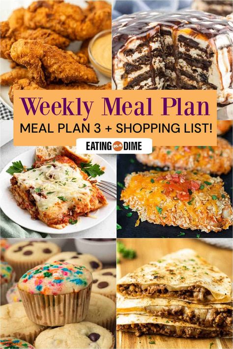 Meal Plan #3 November Meal Plan 2024, December Meal Plan, Free Weekly Meal Plan, Best Ways To Save Money, Eating On A Dime, Meal Planning Menus, Weekly Meal Plans, Homemade Dinner Recipes, Printable Shopping List