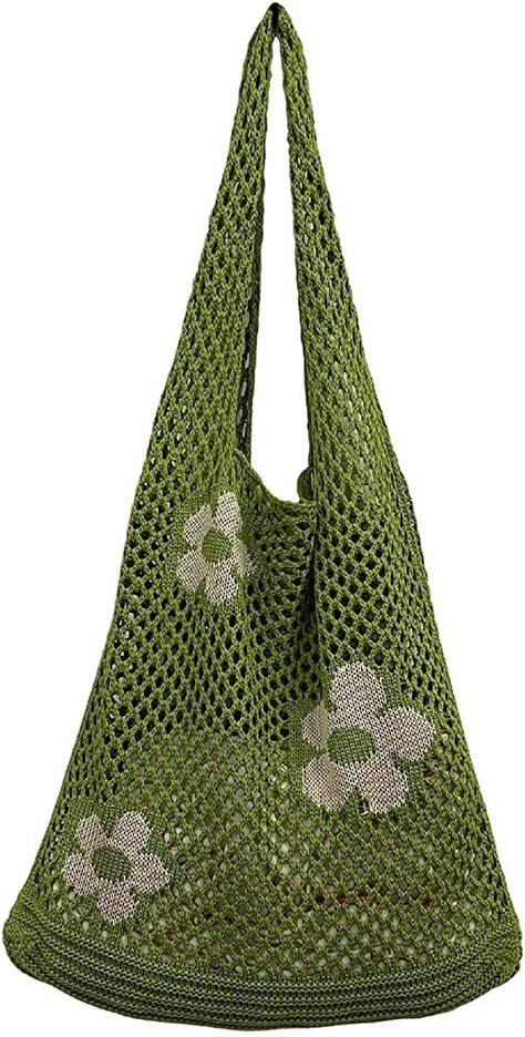 Now $16. Shop and get ideas of how to wear amazon.com Amazon.com: Hobo bag for women contrast color large capacity tote bag shoulder bag women's trendy knitted bag(Light green) : Clothing, Shoes & Jewelry or find similar products for less. Crochet Hobo Bag, Tote Bag Summer, Tote Bag Crochet, Y2k Purse, Summer Beach Bag, Mesh Beach Bags, Casual Purse, Green Clothing, Knitting Tote Bag