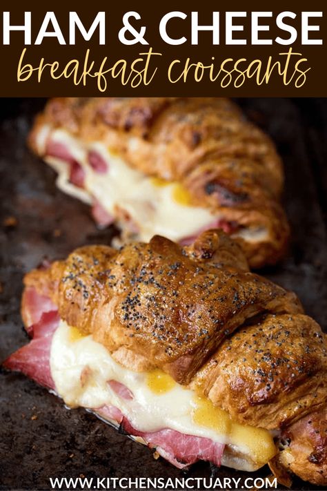 Ham And Cheese Croissant, Honey Mustard Glaze, Cheese Croissant, Croissant Sandwich, Croissant Breakfast, Dinner Sandwiches, Cheese Burger, Delicious Sandwiches, Food Blogs