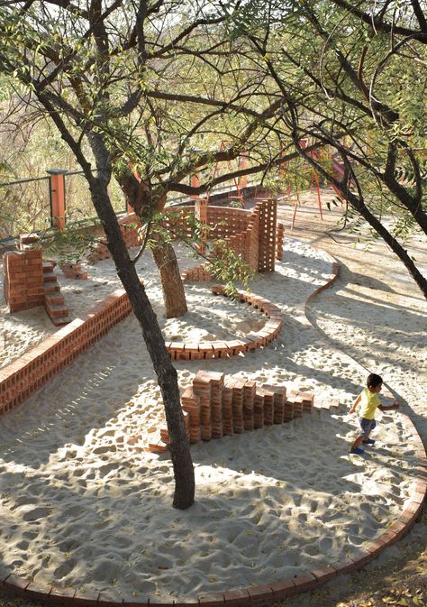 In January 2021, Diego Rivero Borrell from the TANAT studio was invited to do a 6-week residency at Casa Wabi. The approach was to carry out an art project for the children of the primary school of the brick community of Agua Zarca: Outdoor Playscapes, Modern Playground, Playgrounds Architecture, Outdoor Learning Spaces, Sensory Garden, Children Park, Natural Playground, Play Yard, Playground Design