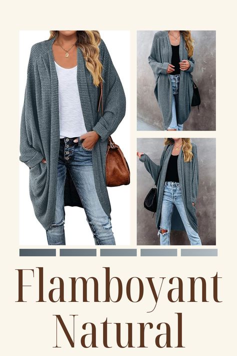 MEROKEETY Women's Waffle Knit Batwing Long Sleeve Cardigan Loose Open Front Sweater Coat perfect for a kibbe body type flamboyant natural outfit! Flamboyant Natural Outfit, Jewel Winter, Natural Outfit, Batwing Cardigan, Flamboyant Natural, Fall Cardigans, Cocoon Cardigan, Front Sweater, Open Front Sweater