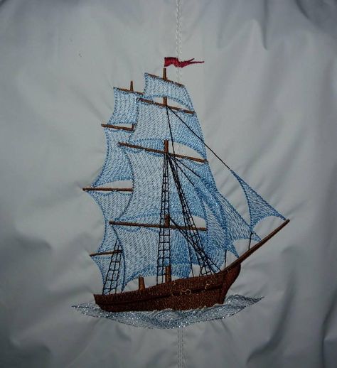 Complex Embroidery Designs, Complex Embroidery, Ship Embroidery, Embroidery Designs Ideas, Printable String Art Patterns, Machine Embroidery Designs Projects, Sea Ship, Landscape Art Quilts, Learning To Embroider