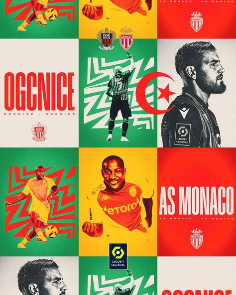 Super design for Ligue1 match the brave cooperation between red and green color Sporty Graphic Design, Sports Color Palette, Sport Color Palette, Artboard Design, Soccer Branding, Football Design Graphics, Brand Identity Design Layout, Soccer Graphic Design, Three Color Palette