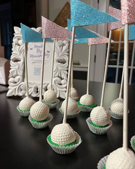 Golf Gender Reveal Party Ideas, Golf Gender Reveal Cookies, Golf Themed Gender Reveal Party Ideas, Golf Gender Reveal Decorations, Golf Gender Reveal Ideas, Golf Theme Gender Reveal Cookies, Golf Ball Gender Reveal Party, Gender Reveal Golf Theme, Golf Gender Reveal Party