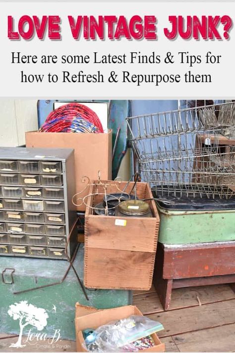 Come see a former dealer's latest vintage finds and get expert tips on how to refresh and repurpose them. Vintage Finds Thrifting, Vintage Organization, Decorating With Vintage Items, Flea Market Flip Ideas, Vintage Repurposed Items, Junk Decor, Crate Bookcase, Wrapping Inspiration, Antique Wooden Boxes