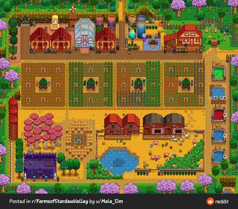 Stardew Valley Farm Layout Standard, Calming Games, Farm Layouts, Stardew Valley Farm Layout, Stardew Farm, Stardew Valley Farm, Stardew Farms, Stardew Valley Layout, Stardew Valley Tips