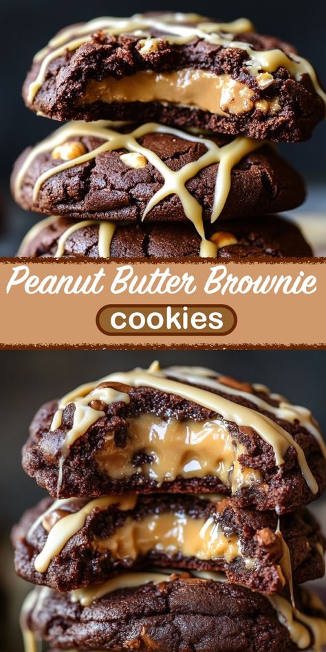 Peanut Butter Brownie Cookies: A Sweet Combination You’ll Love Brownie Swirl Cookies, Peanut Butter Brownie Cookies, Swirl Cookies, Peanut Butter Brownie, Peanut Recipes, Chocolate And Peanut Butter, Peanut Butter Brownies, Fudgy Brownies, Dessert Lover