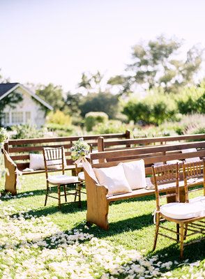 San Ysidro Ranch Wedding, Jose Villa Photography, San Ysidro Ranch, San Ysidro, Church Pew, Ceremony Seating, Outdoor Wedding Ceremony, Wedding Advice, Ranch Wedding