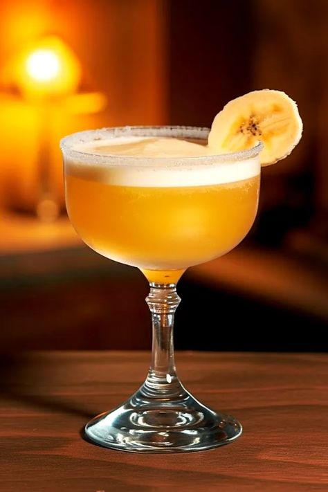 Banana Whiskey Daiquiri - SnackSeek Banana Daiquiri, Cinnamon Syrup, Aged Rum, Gourmet Snacks, Easy Drink Recipes, Vanilla Syrup, Banana Chips, Easy Drinks, Quick Bite