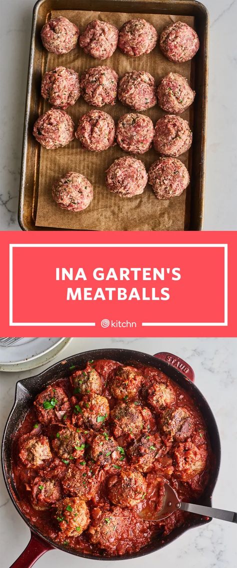 Ina Garten Baked Meatballs, Best Reviewed Recipes, Meatball Recipes Ina Garten, Ina Meatballs, Great Italian Recipes, Ina Garten Real Meatballs And Spaghetti, Ina Garten Go To Dinners, Ina's Meatballs, Ina Garden Dinner Party