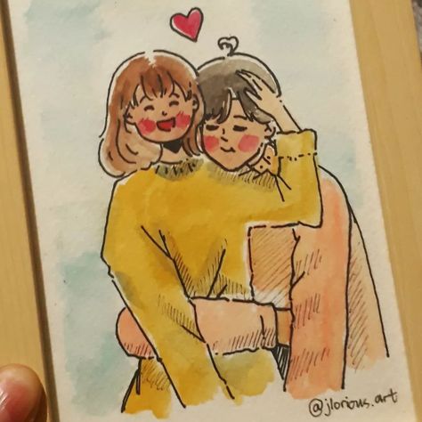 Cute couple drew it using watercolor and special watercolor paper. Used a little bit of marker for the outline #draw #CoupleGoals #coupleart #lovelife #drawings #ArtOfTheDay #artist #artwork #watercolor #cartoon Couple Drawing Watercolor, Couples Cartoon Drawing, Watercolor Art Couple, Cartoon Couple Drawings, Couple Watercolor Painting, Couple Watercolor, Watercolor Cartoon, Artwork Watercolor, Couple Painting