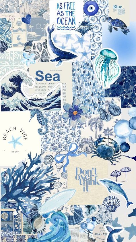 Blue aesthetic wallpaper Cute Ocean Backgrounds, Preppy Phone Wallpaper Blue, Blue Disco Wallpaper, Summer Blue Aesthetic Wallpaper, Blue Shell Wallpaper, Coastal Summer Wallpaper, Cute Aesthetic Wallpaper Blue, Preppy Prints Wallpaper Blue, Blue And White Lockscreen