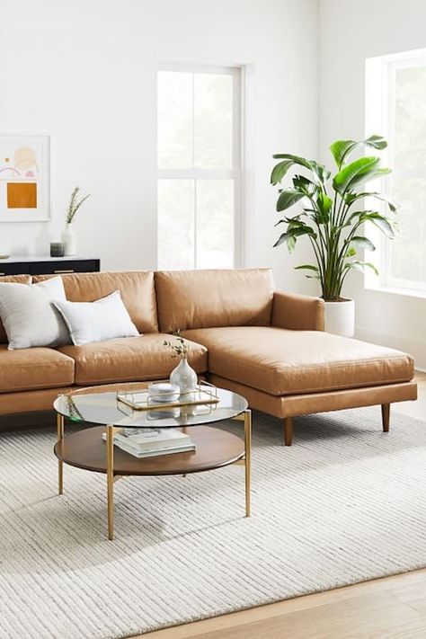 Leather Couches Living Room, Couches Living, Leather Sofa Living Room, Leather Couch, Chaise Sectional, Leather Sectional, Living Room Inspo, Couches Living Room, West Elm