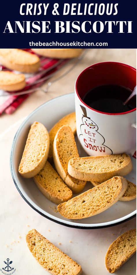 Crisp and buttery and jam-packed with anise flavor this Anise Biscotti is not only a holiday favorite, but a year round favorite! Minimal ingredients and a super easy recipe that you're going to want to make time and time again. Perfect alongside your tea or coffee! Anise Biscotti Recipe Italian, Biscotti Anise, Anise Biscotti Recipe, Anise Biscotti, Italian Treats, Biscotti Recipe, Holiday Cookie Recipes, Italian Cookies, Super Easy Recipes