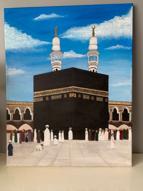 Handmade painting Madina Drawing, Canvas Islamic Calligraphy, Drawing Islamic, Calligraphy Islamic Art, Calligraphy Quran, Islamic Calligraphy Quran, Mekka Islam, Mosque Art, Islamic Art Canvas