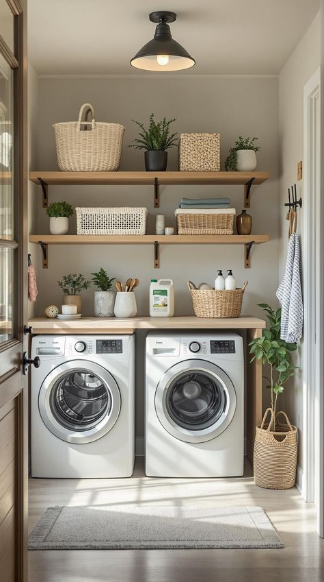 Stacked Laundry Room Ideas Laundry Room Design Modern, Stacked Laundry Room Ideas, Shelving Laundry Room, Laundry Room Layout, Compact Laundry Room, Room Appliances, Laundry Room With Sink, Laundry Room Makeover Ideas, Laundry Room Accessories