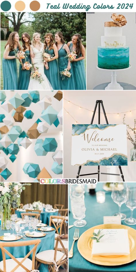 Wedding Theme Colors Summer 2024, Motif Wedding Color Schemes, Cruise Wedding Color Scheme, Teal Summer Wedding Colors, Wedding Motif Color 2024, Teal Wedding Color Palette, Teal Wedding Palette, Cyan Wedding Theme, Teal Themed Wedding