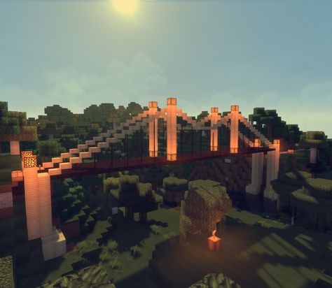 Suspension Bridge Minecraft, Minecraft Suspension Bridge, Minecraft Bridge, Minecraft Construction, Minecraft Inspo, Minecraft Decorations, Minecraft Stuff, Braided Ponytail Hairstyles, Minecraft Building