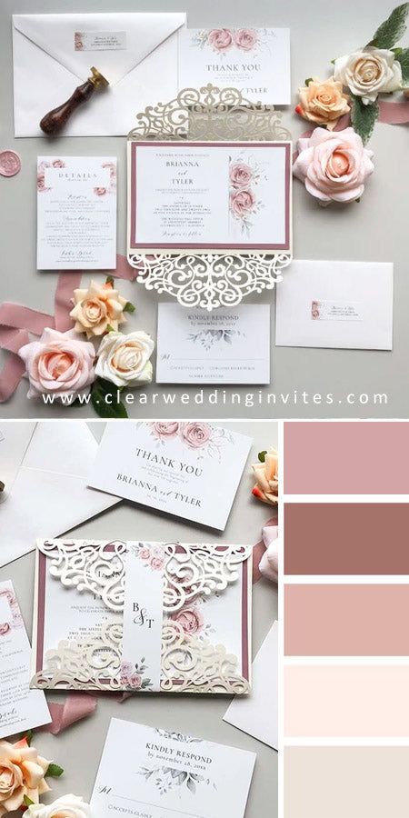 5 Gorgeous Dusty Rose Wedding Color Ideas and Wedding Invitations – Clear Wedding Invites Wedding Invitations Dusty Rose, Old Rose Wedding Motif, Dusty Rose Wedding Invitations, Old Rose Wedding, Dusty Rose Wedding Theme, Shades Of Dusty Rose, Dusty Pink Wedding Invitations, Wedding Invitations Clear, Dusty Rose Wedding Colors