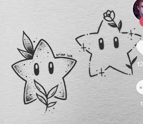 Medium Sized Matching Tattoos, Cute Mario Tattoo, Mario Matching Tattoos, Crisp Ink Tattoo, Mario Kart Tattoo, Mario Star Tattoo, Easy Flash Tattoo, Mario Tattoo Ideas, Cute Ghost Tattoo Ideas