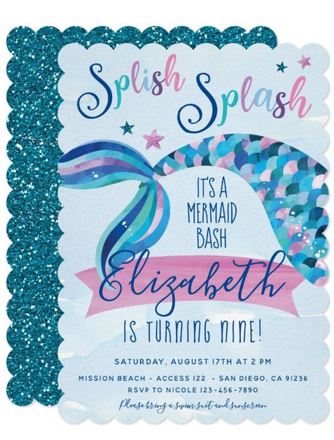 Mermaid Birthday Invitations - Under The Sea Birthday Party Invites. Girl's Birthday Party Invitations. afflink Elsa Birthday Party, Mermaid Birthday Party Invitations, Eden Rose, Mermaid Birthday Party Decorations, Mermaid Theme Birthday Party, Elsa Birthday, Birthday Party Invites, Mermaid Party Decorations, Mermaid Birthday Invitations