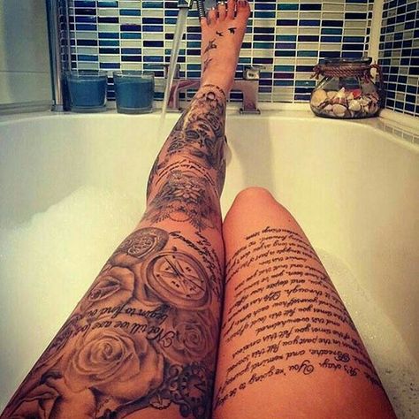 Full leg female tattoo.   More on http://www.tattoodesigns.co.in Small Rib Tattoos, Full Leg Tattoos, Cross Tattoos, Leg Tattoos Women, Leg Sleeve Tattoo, Stomach Tattoos, Tiny Tattoo, Full Sleeve Tattoos, Leg Sleeves