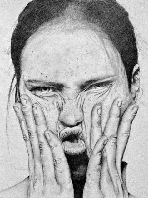 Gcse Identity, Freckles Portrait, Realistic Portrait Drawing, Weird Face, Distortion Art, Sketchbook Layout, Art Alevel, Pencil Portraits, Gcse Art Sketchbook