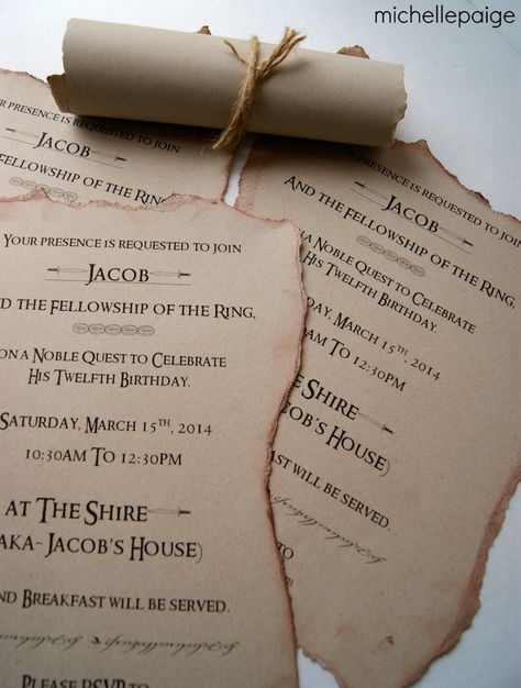 Lord Of The Rings Birthday Invitations, Hobbit Invitations, Hobbit Day Activities, Hobbit Party Invitations, Lotr Birthday, Hobbit Birthday, Lotr Party, Lotr Wedding, Viking Party