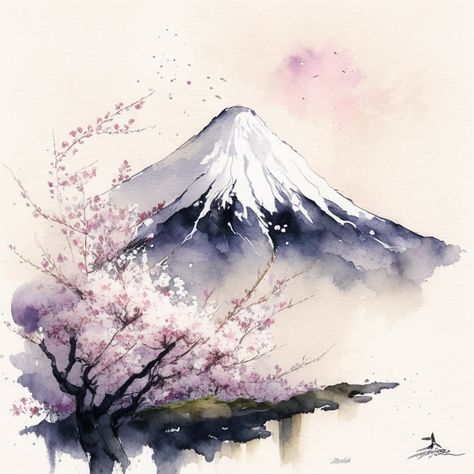 #mountainfuji #fuji #mountfuji #canvasprint #poster #wallart #artdecor Mount Fuji Painting Watercolor, Mount Fuji Watercolor, Mt Fuji Drawing, Fuji Mountain Illustration, Mount Fuji Painting, Mt Fuji, Japan Watercolor, Mount Fuji Japan, Fuji Mountain