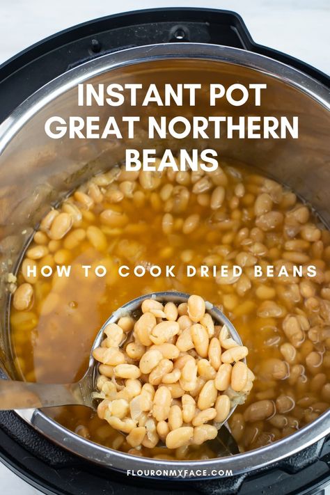 Instant Pot Great Northern Beans Instapot Northern Beans, Dry Northern Bean Recipes, Instapot Dry Beans Recipe, Dry Great Northern Beans Recipe, Dried Northern Bean Recipes, How To Cook Great Northern Beans, Great Northern Beans Recipe Instant Pot, Dried Great Northern Beans Recipe, Instant Pot Northern Beans