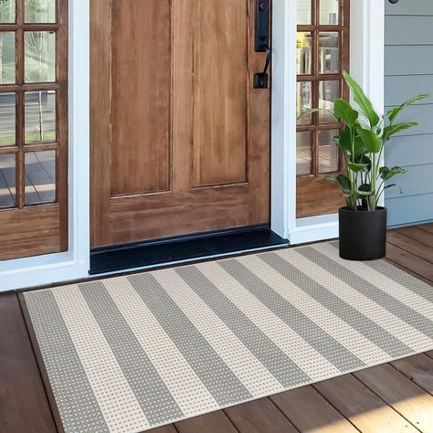 Amazon.com: OJIA Gray Front Door Rug 24"x51" Washable Checkered Rug Cotton Woven Small Outdoor Rug Kitchen Throw Rugs Entryway Rugs Indoor Doormat Outdoor Entrance Porch Rugs for Bathroom Bedroom : Home & Kitchen Front Porch Rug Ideas, Gray Front Door, Porch Rugs, Grey Front Door, 2x4 Rug, Kitchen Throw Rugs, Rugs Entryway, Entryway Rugs, Outdoor Entrance