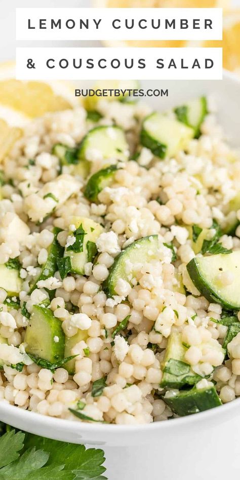 Lemony Cucumber Couscous Salad is a light, fresh, and vibrant pasta salad, and the perfect side dish for any summer meal. BudgetBytes.com Fresh Summer Salad, Budget Bytes, Couscous Recipes, Veggie Sandwich, Summer Meal, Couscous Salad, Vegetarian Pasta, Veggie Side Dishes, Perfect Side Dish