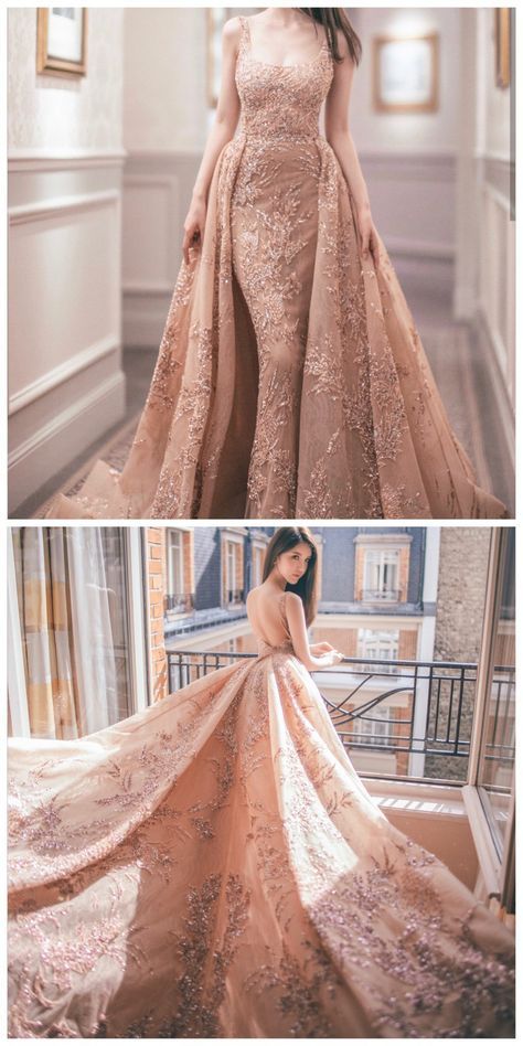 Freya Gong in beautiful soft nude coral ball gown dress by designer @Zuhairmuradofficial Gowns For Debut, Nude Gowns, Nude Dresses, Gala Night, Hijab Dress Party, Robes D'occasion, Ball Gown Dress, Bridal Attire, Dog Mask