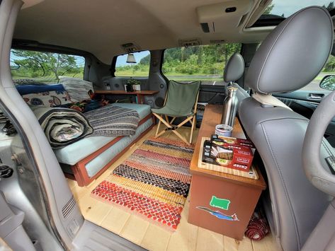 Minivan Camper Conversion, Auto Camping, Minivan Camping, Fall Dining Room, Suv Camping, Summer Boat, Lake House Food Ideas, Kombi Home, Lake Food Ideas Summer