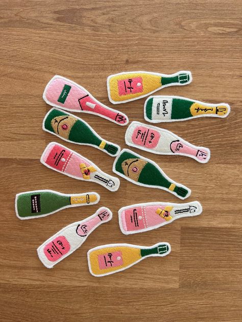 Champagne Bottles Machine Embroidery File design - 5 x 7 inch hoop _ Wine Embroidery Design Bottle Embroidery, Wine Embroidery, File Design, Champagne Bottles, 자수 디자인, Sewing Project, Champagne Bottle, Embroidery Files, Embroidery Design