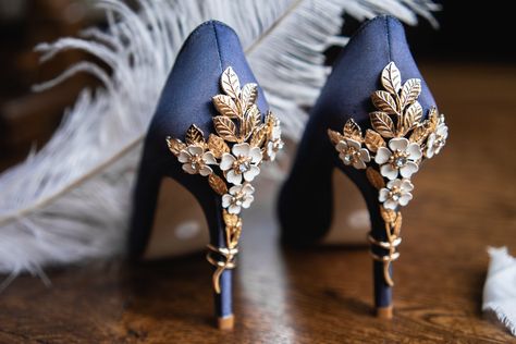 Navy Wedding Shoes Bride, Dark Blue Heels, Navy Wedding Shoes, Blue Bridal Shoes, Dark Wedding Theme, Satin Wedding Shoes, Fun Wedding Shoes, Wedding Shoes Bride, Dark Wedding