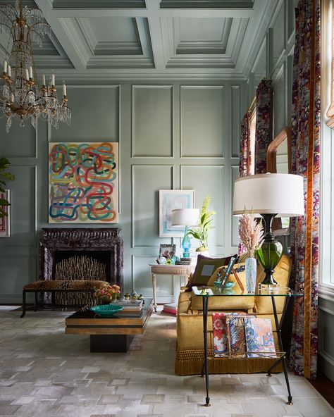 Jan Showers' Elegant Lady's Study for Kips Bay Decorator Show House Dallas - PaperCity Magazine Jan Showers, Babe Paley, Veranda Magazine, Fire Screen, Show House, 2023 Color, Japandi Interior, Color Me Happy, Green Colour Palette