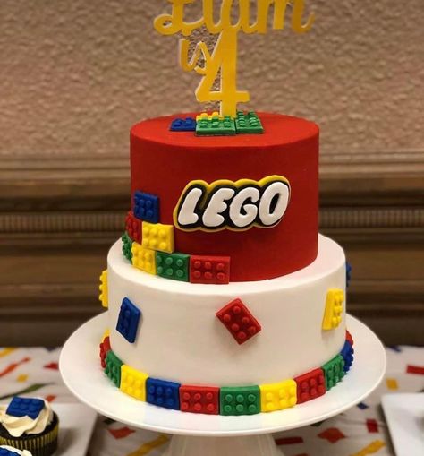 Lego Party Cake Ideas, Legos Birthday Cake, Lego Theme Birthday Cake, Lego Cake Ideas Boys, Boys 7th Birthday Party Ideas Themes, Lego Party Cake, Cake Lego Birthday, Lego Birthday Cake For Boys, Lego Birthday Party Cake