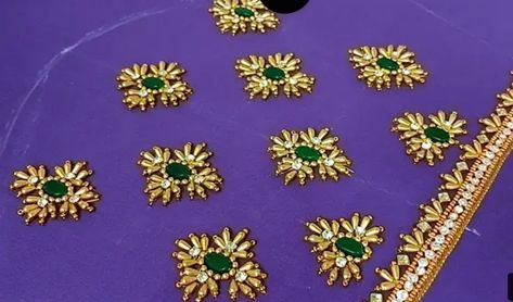 Small Maggam Work Designs, Motif Aari Design, Tablet Beads Aari Work Blouse, Aari Work Butta Design, Aari Work Motif Design, Aari Blouses, Magam Work, Patch Work Blouse Designs, Silk Ribbon Embroidery Patterns