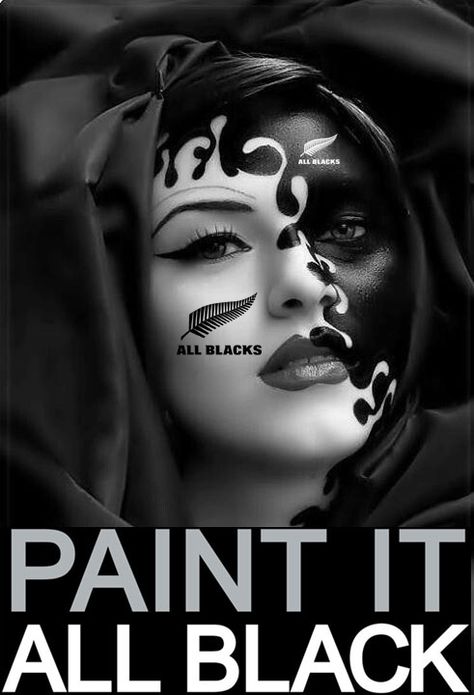 Paint it all black - All Blacks rugby Carnaval Make-up, Fantasy Make-up, Make Carnaval, Black And White Face, Special Effects Makeup, Halloween Make Up, White Face, Fantasy Makeup, Costume Makeup