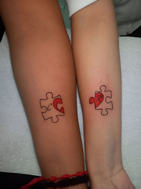 Matching Heart Tattoos, Jigsaw Tattoo, Partner Tattoos, Puzzle Piece Tattoo, Maching Tattoos, Puzzle Tattoos, Couple Matching Tattoo, Cute Couple Tattoos, Couple Tattoos Unique