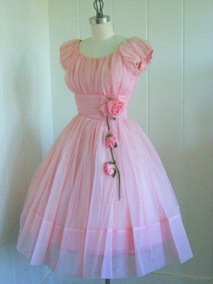 / Chiffon Party Dress, 50s Dresses, 1950s Dress, 50s Fashion, 1950s Fashion, Mode Vintage, Tea Dress, Gorgeous Dresses, Pretty Dresses