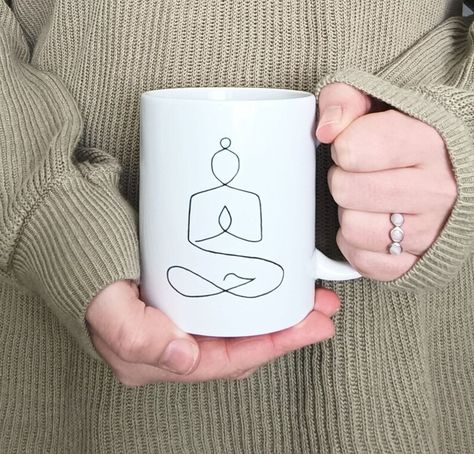 Yoga Mantras, Handmade Mug, Ceramics Ideas, Yoga Gifts, Ceramics Ideas Pottery, Yoga Quotes, Mug Ceramic, Minimalist Decor, Cute Illustration