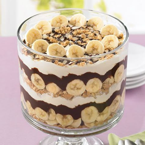 Banana Trifle, Trifle Recipes, Trifle Bowl, Pampered Chef Recipes, Trifle Desserts, Trifle Recipe, God Mat, Angel Food Cake, Whipped Topping